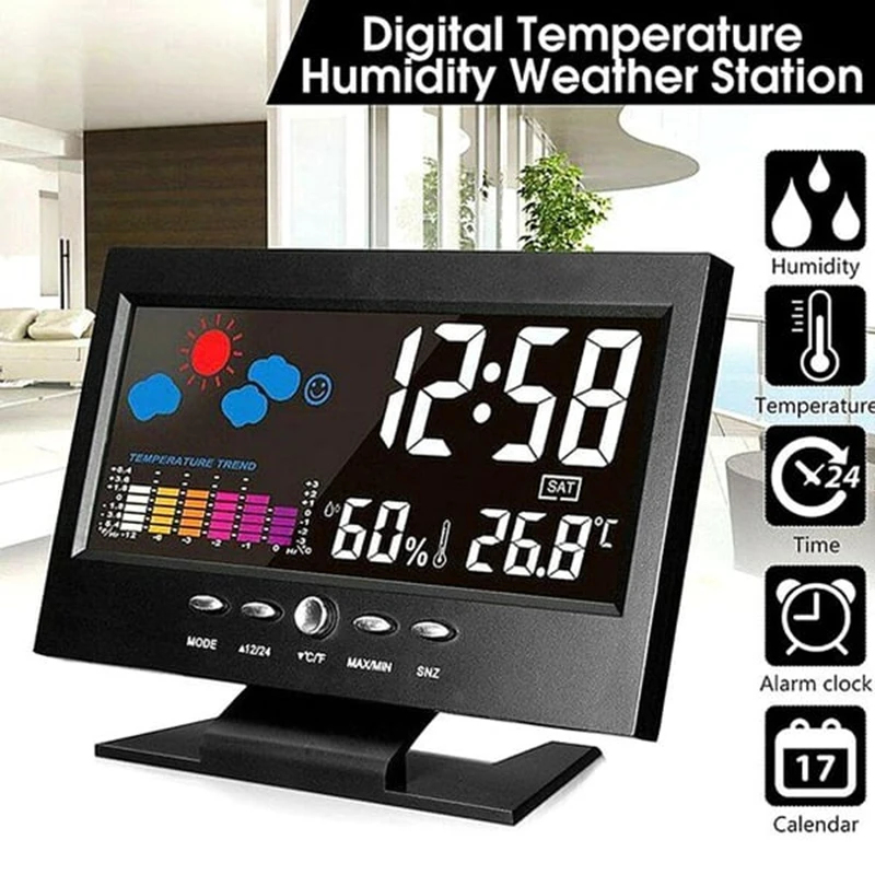 Digital Hygrometer Probe - Digitaal LED-weerstation Temperatuur- en vochtigheidsmonitor met