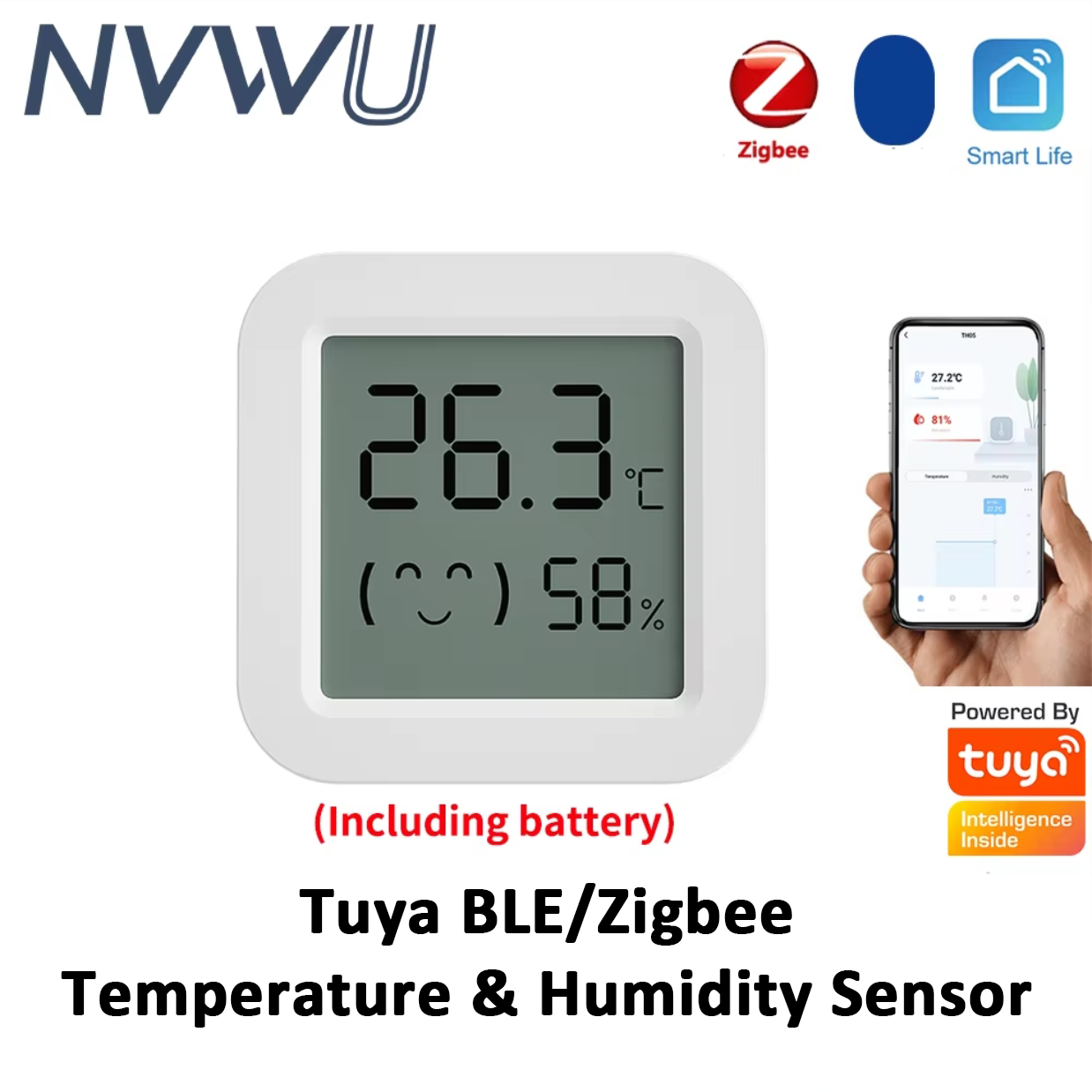 Digital Hygrometer Probe - Tuya Zigbee temperatuur-vochtigheidssensor koelkastsensor Mini LCD