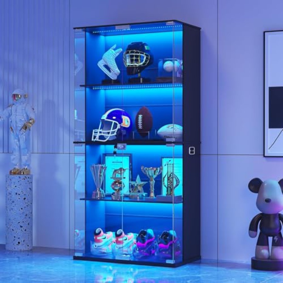 Zwarte vitrinekast met glazen  - Glass Door Hinge recensie en prijs